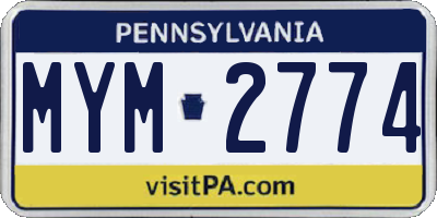 PA license plate MYM2774