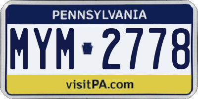 PA license plate MYM2778