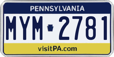 PA license plate MYM2781