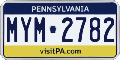 PA license plate MYM2782