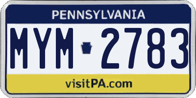 PA license plate MYM2783