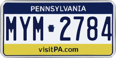 PA license plate MYM2784