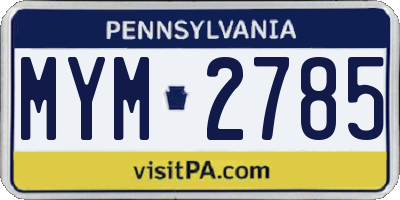 PA license plate MYM2785