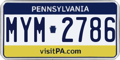 PA license plate MYM2786
