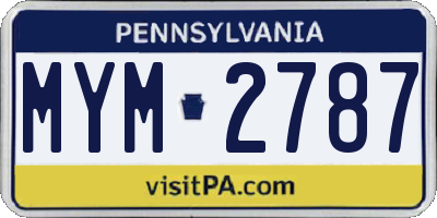 PA license plate MYM2787