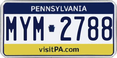 PA license plate MYM2788