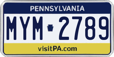 PA license plate MYM2789