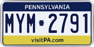 PA license plate MYM2791