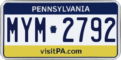PA license plate MYM2792