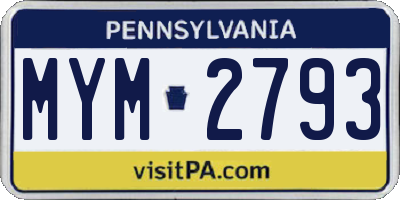 PA license plate MYM2793