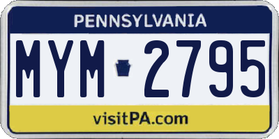 PA license plate MYM2795