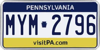 PA license plate MYM2796