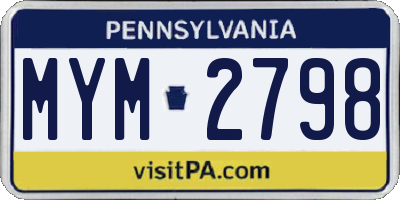 PA license plate MYM2798