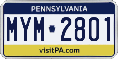PA license plate MYM2801