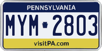 PA license plate MYM2803