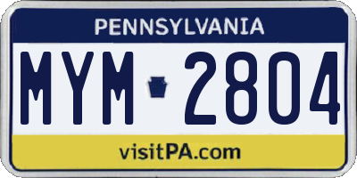 PA license plate MYM2804