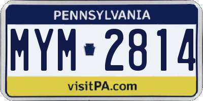 PA license plate MYM2814