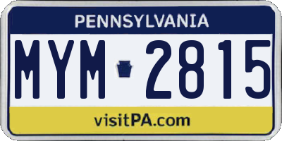 PA license plate MYM2815