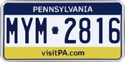 PA license plate MYM2816