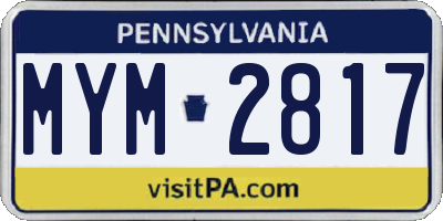 PA license plate MYM2817