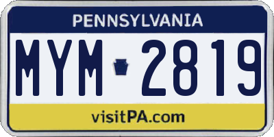 PA license plate MYM2819