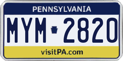 PA license plate MYM2820