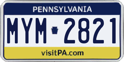 PA license plate MYM2821
