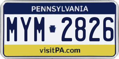 PA license plate MYM2826