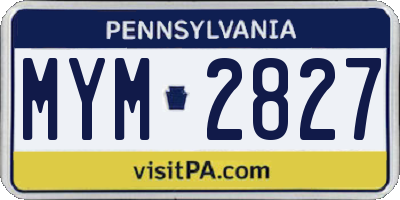 PA license plate MYM2827