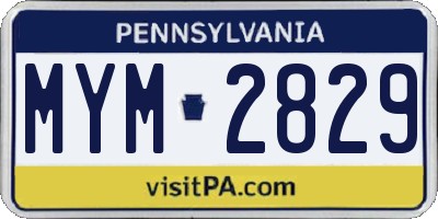 PA license plate MYM2829