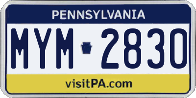PA license plate MYM2830