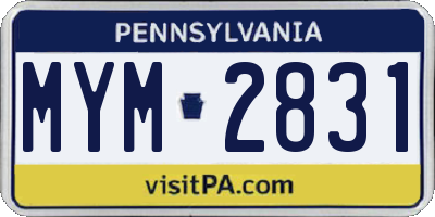 PA license plate MYM2831
