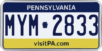 PA license plate MYM2833