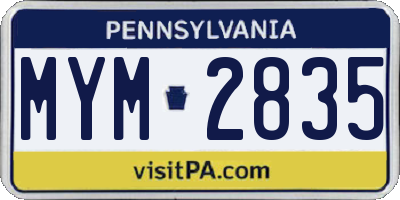 PA license plate MYM2835
