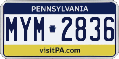 PA license plate MYM2836