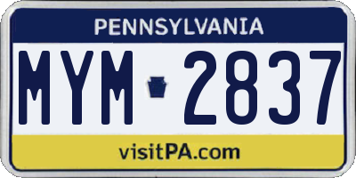 PA license plate MYM2837