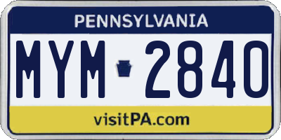 PA license plate MYM2840