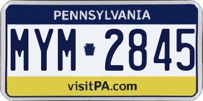 PA license plate MYM2845