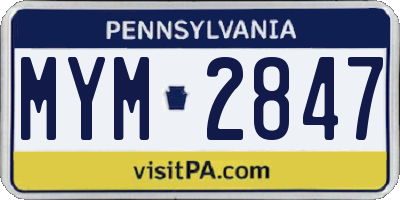 PA license plate MYM2847