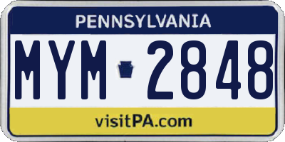 PA license plate MYM2848