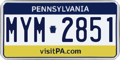 PA license plate MYM2851