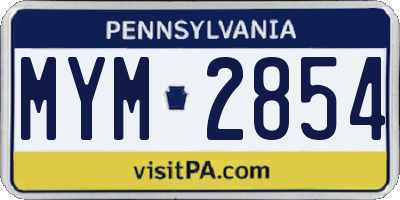 PA license plate MYM2854