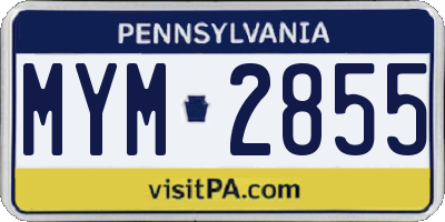 PA license plate MYM2855