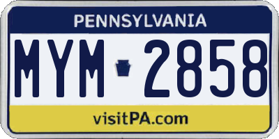 PA license plate MYM2858