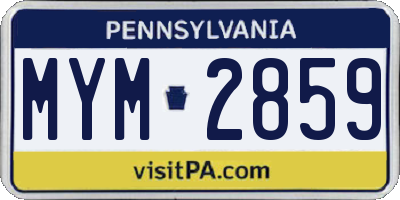 PA license plate MYM2859
