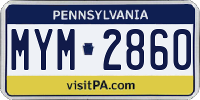 PA license plate MYM2860