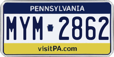 PA license plate MYM2862