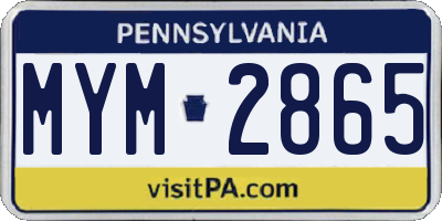 PA license plate MYM2865