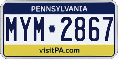 PA license plate MYM2867