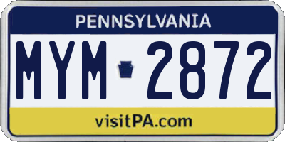 PA license plate MYM2872